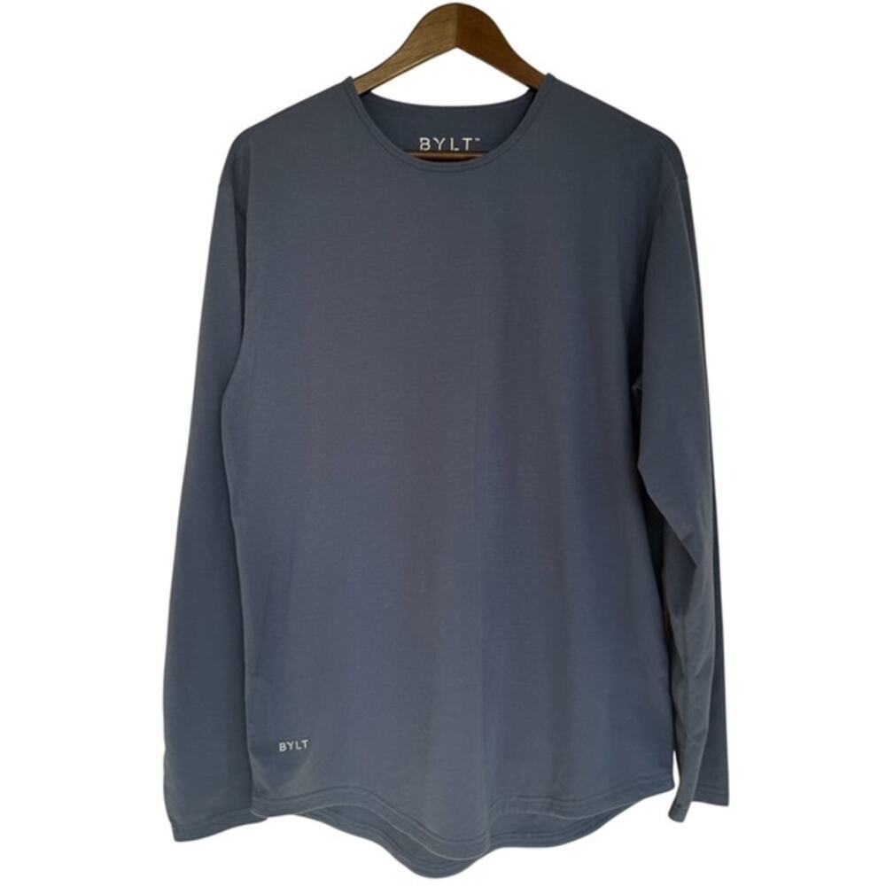 BYLT Premium Basic Drop Cut Blue Long Sleeve T-Shirt - large